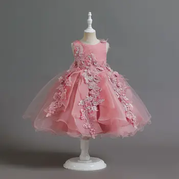 Детское платье Платье принцессы для девочки свадебное платье на первый день рождения ребенка вечернее платье для девочки Платье в цветочек
