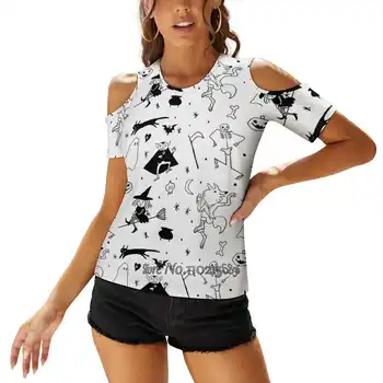 Женская футболка с принтом Monster Medley, летние повседневные топы, уличная футболка, Корейские топы, ведьма, призрак, Дух, Вампир, вамп