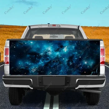 Звездно-голубое ночное небо со звездами, обертывание задней двери грузовика, материал профессионального класса, универсальный, подходит для полноразмерных грузовиков, устойчивый к атмосферным воздействиям.