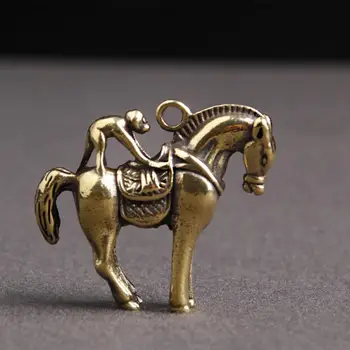Коллекция латунных фигурок лошадей, статуэтка Fengshui Key Penadnt, медный чайный питомец