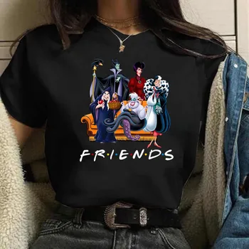 Модная женская футболка Disney Villain Queen Harajuku 90-х, женская футболка Aesthetic Friends, летняя футболка Kawaii с короткими рукавами