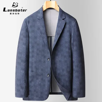 Мужской костюм Lansboter, пальто с бесследной клеевой печатью, Весенне-летний тренд, Солнцезащитный крем, Не Глаженая стрейчевая повседневная куртка