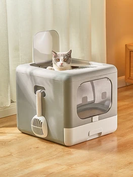 Таз для кошачьего туалета, полностью закрытый, с выдвижным ящиком большого размера