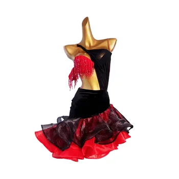 Униформа для Продвинутых Соревнований по Латиноамериканским Танцам на Международной сцене С двухцветным Подолом Юбки Высокого класса, Индивидуальное Стандартное Платье Для Самбы
