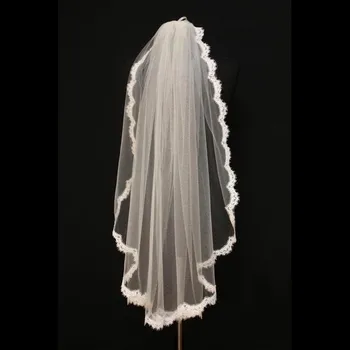 Белая кружевная вуаль с гребнем для волос, Вуали с Однослойным цветочным краем, Свадебные Аксессуары для невесты с вышивкой Чародейки